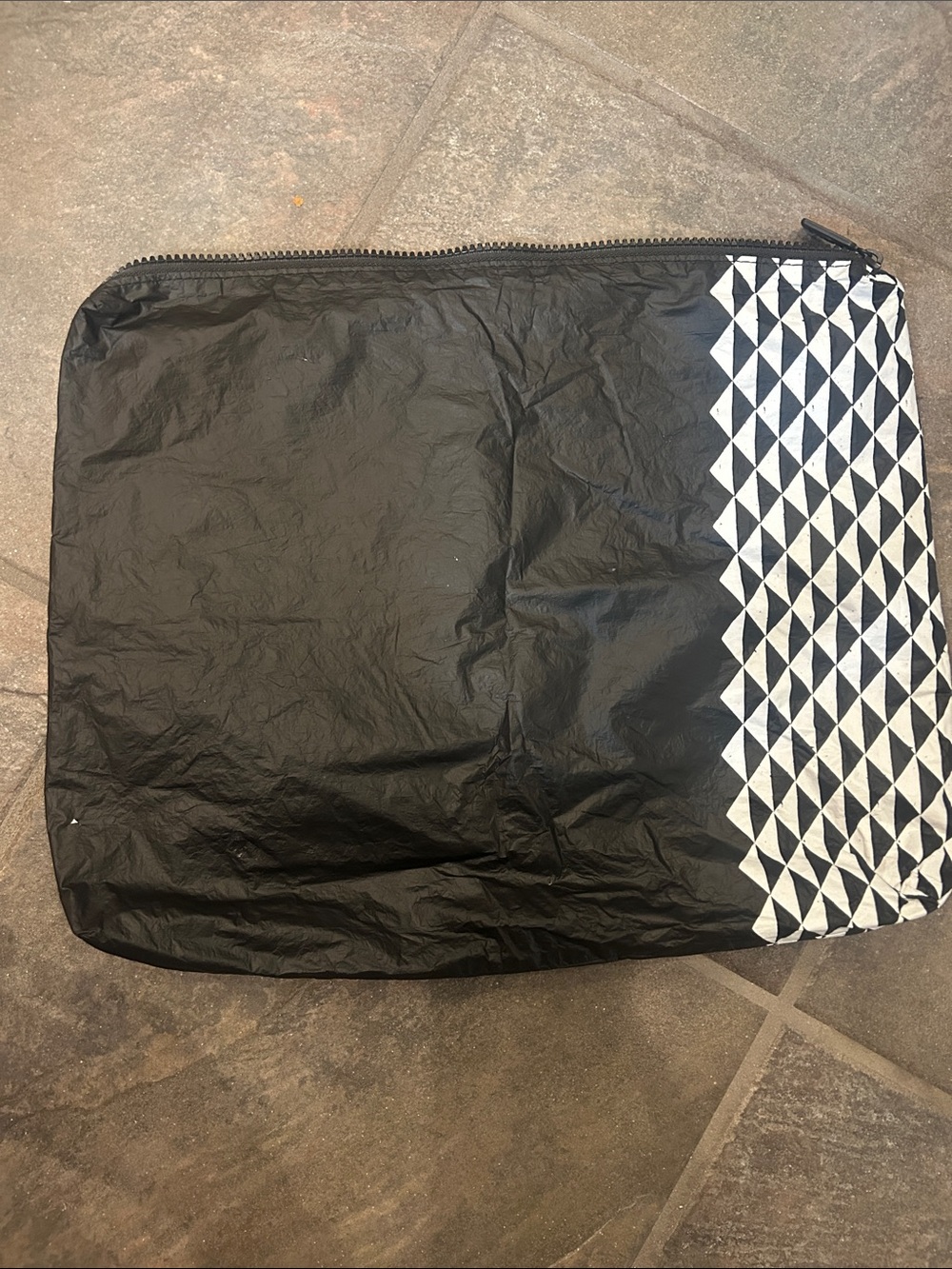 ALOHA COLLECTION Black & white Max Pouch with Geometric Trim